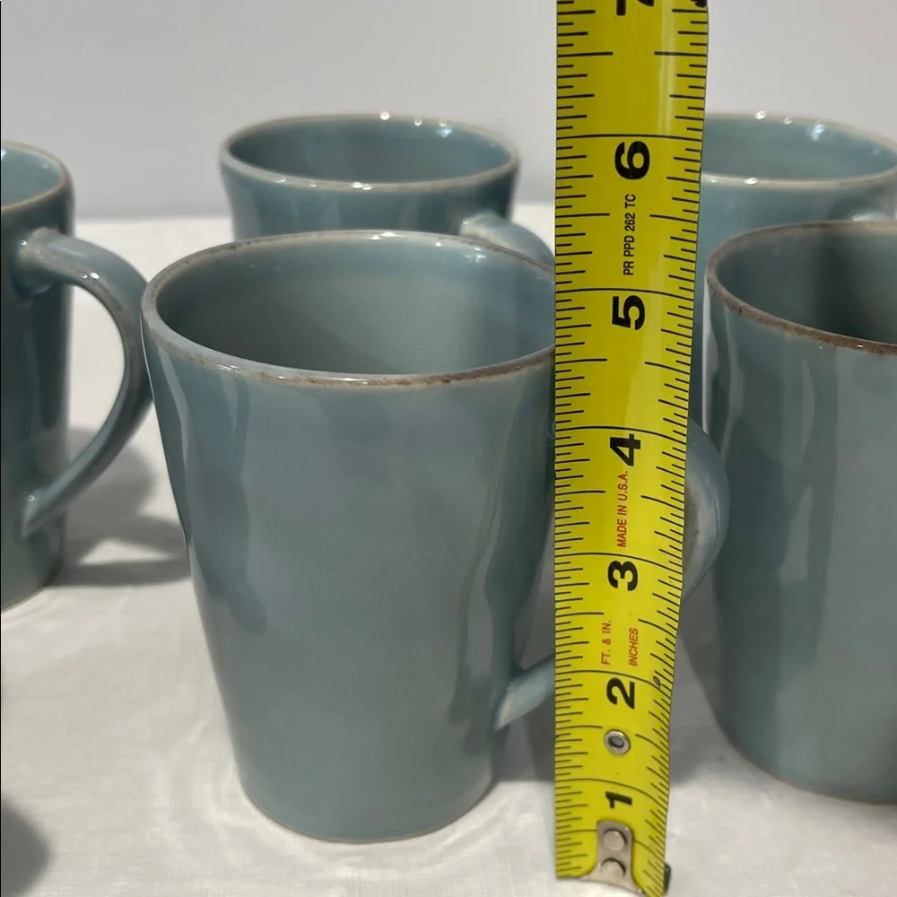 Crate & Barrel Marin Blue Coffee Mugs Made In Portugal Set Of 6